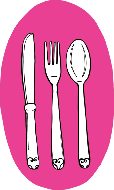 spoon, fork, and knife