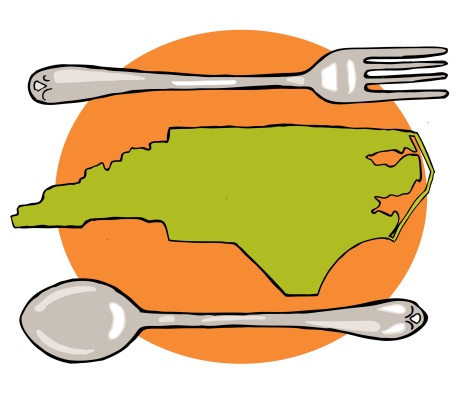 North Carolina with fork and spoon